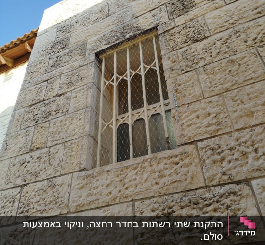 רשת על חלון למניעת כניסת יונים